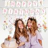 Rngmsi Flower Birthday Decorations for Girls - 11PCS Girls Birthday Party Decorations Wildflower Happy Birthday Banner Garland Flower Hanging Swirls Decorations Birthday Party Decorations for Women