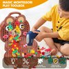 Magic Montessori Play Toolbox Bear, Thrsday Creative Tool Box, Montessori Play Toolbox with Drill, Mosaic Puzzle Toy with Electric Drill Screw Tool Set for Kids Ages 3-12 Years Old (Brown)