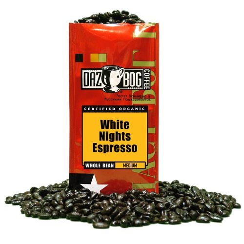 Dazbog Coffee | Organic White Nights Espresso Blend | Whole Bean Coffee | 11 oz. | Thick, Rich & Creamy Start | Deep, Well Rounded Flavor | Vacuum Sealed Freshness, 1