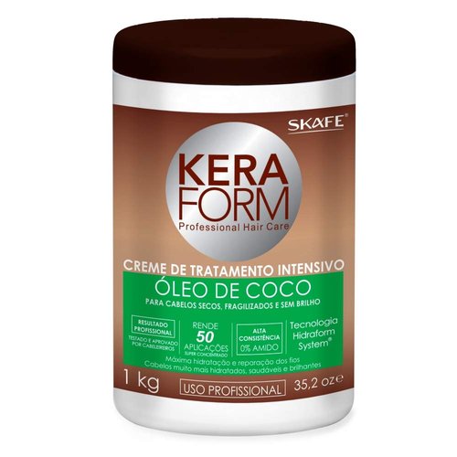 Skafe - Linha Keraform (Tratamento) - Creme Intensivo Oleo de Coco 1 Kg - (Keraform (Treatment) Collection - Coconut Oil Intensive Cream Net 32.27 Oz)