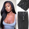 Kinky Straight Clip ins 10pcs Clip In Real Human Hair Extensions For Black Women Brazilian Human Hair Clip ins(12 Inch)