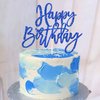 1 PCS Happy Birthday Cake Topper Glitter Happy Birthday Cake Pick for Celebrating Happy Birthday Anniversary Theme Party Cake Decorations Supplies Dark Blue