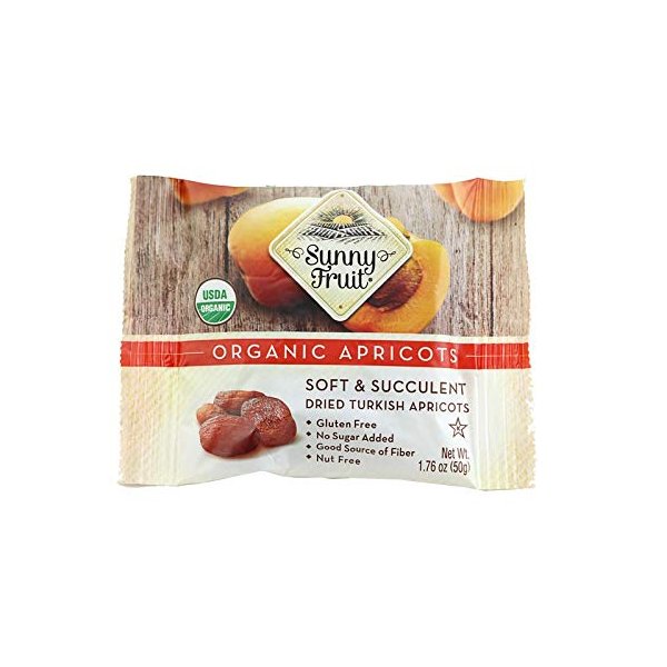 Sunny Fruit Organic Apricots, Soft & Succulent Dried Turkish Apricots- 12 Portion PK