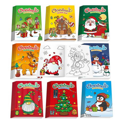 D-FantiX 48Pack Christmas Coloring Book for Kids, Christmas Party Favors for Kids, Holiday Activi...