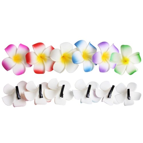 10 Pcs 7cm Multicolor Hawaii Hawaiian Plumeria Hair Clips Beach Flower Headpieces for Wedding Par...