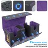 AFIING MTG Commander Card Storage Box - Fits 200 Double Sleeved Cards,3-in-1Card Deck Case,Strong Magnet Card Organizer For Magic Commander TCG CCG,4Dividers &2 Toploaders, Black/Purple