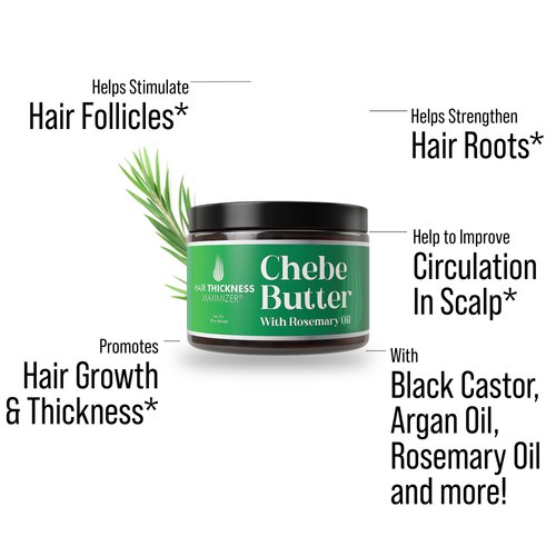 Chebe Rosemary Oil Hair Butter for Growth, Thickening, Moisturizing and Strengthening - 2oz Vegan Hair Grease for Men and Women, Scalp Treatment for Dry, Brittle Hair