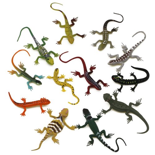 Kvvdi 12pcs 5 Inch Colorful Fake Plastic Lizard Toys Action Figure Reptile Toy Lizards Realistic Favors