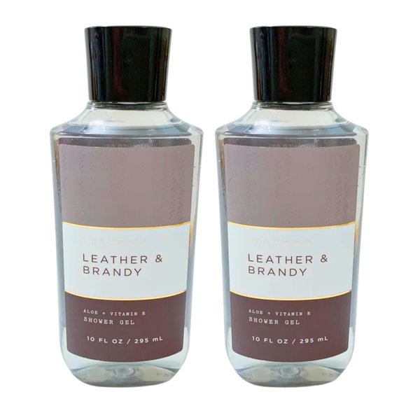 Bath & Body Works Shower Gel, Set of 2 Bottles, Each Bottle 10oz (Leather Brandy)