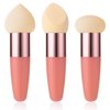 Sibba Makeup Sponge 3 PCS Beauty Blender Foundation Make Up Concealer Blending Cosmetic Mini Angled Brush Applicator Handle Artist Applying Make-Up Eyebrow Face Powder Puff(rose red)
