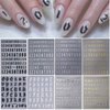 Number Nails Art Stickers Holographic Letter Nail Stickers Old English Alphabet Nail Decals Words Nail Design 3D Self-Adhesive Nail Art Supplies for DIY Women Girls Nail Decoration 8 Sheets