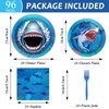 24 Guests Shark Theme Party Decorations Under the Sea Party Tableware Set Shark Baby Shower Plates Napkins and Forks Ocean Birthday Table Decorations Supplies 96Pcs