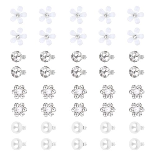 40Pcs Small Flower Hair Clips for Women, Mini Rhinestone Pearl Hair Clips White Hair Clips Wedding Hair Accessories for Women Girls