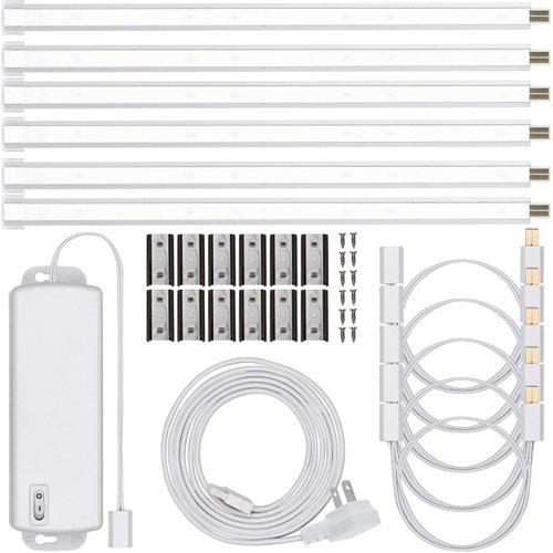UltraPro 10in. Linkable LED Bright Strips, 6 Pack, 1650 Lumens, 2700K Warm White Light, Low Voltage, Under Cabinet Lighting, Strip Light, Flat Plug, 44415