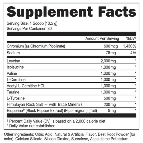 Bucked Up- BCAA RACKED™ Branch Chained Amino Acids | L-Carnitine, Acetyl L-Carnitine, GBB | Post Workout Recovery, Protein Synthesis, Lean Muscle BCAAs That You Can Feel! 30 Servings (Blood Raz)