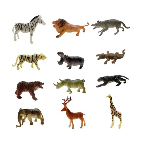 AUCOOMA 12PCS Small Animal Figures Realistic Figurine Wild Zoo Baby Animals Education Birthday Cake Party Gift Christmas Toy Set for Kids Children