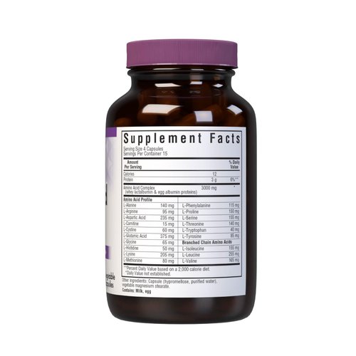 Bluebonnet Nutrition Amino Acid 750mg, High Potency, for Muscle Health*, Soy-Free, Gluten-Free, Non-GMO, Kosher Dairy, White 60 Vegetable Capsules, 15 Servings