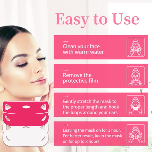 APPTI V Shape Face Mask, Firming Facial Mask Double V Line Lifting Mask for Women Men White 6 Pieces