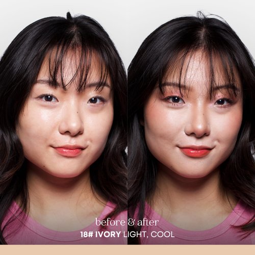 Heyooo Natural Glow Foundation - Light to Medium Coverage Cushion Foundation Makeup with Hyaluronic Acid & Tea Tree Extract - Vegan & Cruelty-Free Cream Foundation - K Beauty - 15g/0.52oz - Ivory