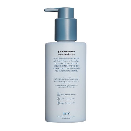 hers Clear Waters Hydrating Cleanser - Squalane Cleanser Face Wash Made for All Skin Types - Supports Skins Natural pH - Contains Hyaluronic Acid, Squalane, and Green Tea Extract - 6.8 fl Oz