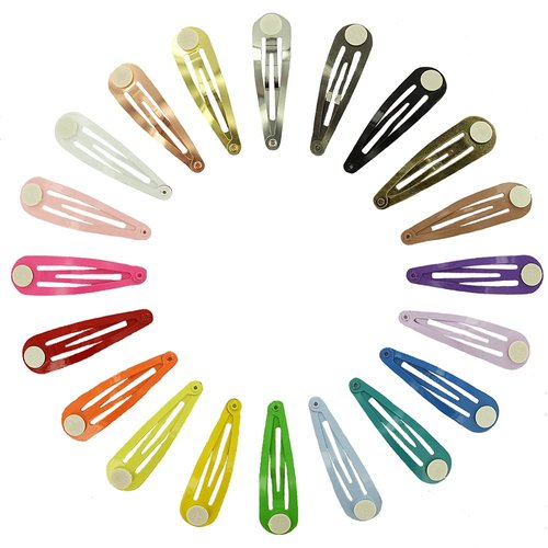 Snap Clips w/ Pad - Pick Color - Tear Drop Shape - 50 mm (2 inches) (Qty 10, Light Pink)