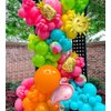 Tropical Hawaiian Party Decorations 155Pcs Luau Balloon Garland Arch Kit, Hot Pink Orange Yellow Pineapple Flamingo Balloons for Tropical Summer Beach Pool Birthday Coconut Party Supplies