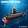 Finger Rock Nuclear Submarine Building Set, WW2 Historical Military Series Submarine Model Set, Collection Birthday Gifts Toy for Boys and Kids 8+ (519 Pieces)