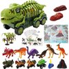 Wellkyo Dinosaur Toys for Kids 3-5 Years,Tyrannosaurus Dinosaur Truck Toys with Jurassic World Activity Play Mat,4 Motorcycle Riding Dinosaurs，8 Dinosaur Cards，6 Dino Figures Set for Boys Girls