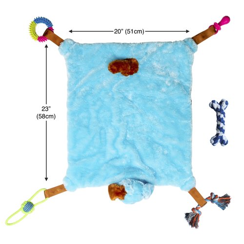 EZDOM Puppy Play Mat with Toys for Small Breeds - Blue, 23”x20” - Multi-Functional Interactive Puppy Toy and Sleeping Pad with Detachable Dog Toys for Puppies to Keep Busy, Puppy Gifts for New Owner