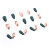 24Pcs Green Press on Nails Almond, Acrylic Press on Nails medium Nued Fake/False Nails with leaf Press ons Designs Artificial Nails Stick on Nails For Women Girls
