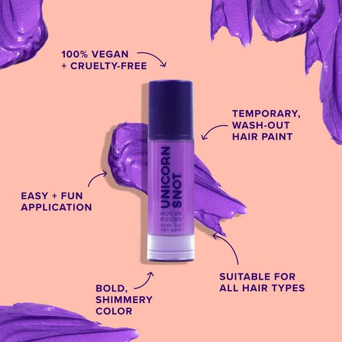 Unicorn Snot Hocus Pocus Temporary Hair Color: Washable & Easy to Remove Hair Paint for all Hair Types - for Anime Cosplay, Festival Rave Party - Cruelty-free & Vegan, 1.06oz (Zap/Bright Purple)