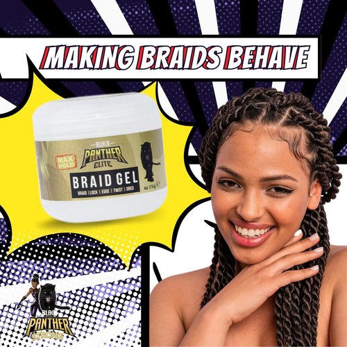 Black Panther Elite Edge & Braid Control Pomade for Curly Hair, For Braids, Locs N Twists, Volumizing And Styling Hair Gel for Women, Strong Hold, All Hair Types, 8 Ounce