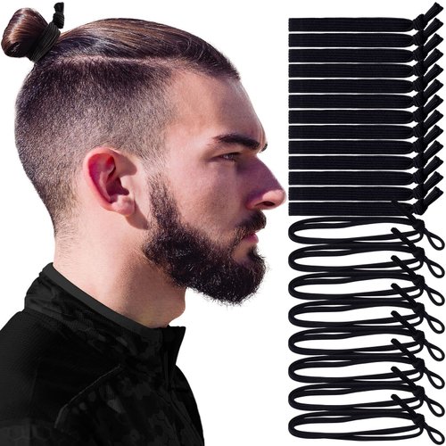 PAGOW 40pcs Hair Ties For Men, Super Elastic Knotted Men Hair Bands, Flat Wide Hair Tie Accessori...