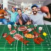 ADXCO 145 Pieces Football Themed Party Supplies Football Paper Plates Cups Napkins Spoons Forks Knives Tablecloth Football Party Tableware for Game Day Party Decorations, Serves 24 Guests