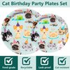 AnyDesign 30Pcs Cat Theme Plate Cat Birthday Party Disposable Plates 9 x 7 Inch Cartoon Kitten Plates Kitty Party Tableware for Cat Theme Birthday Baby Shower Party Tabletop Decor Supplies