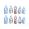 YoYoee Medium Stiletto False Nails Gradient Press on Nails Cute Acrylic Glitter Fake Nails for Women and Girls 24PCS