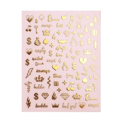 Impressed 5 Sheets Gold Holographic Nail Art Stickers - 500+ Small Customized Nail Decals for Fake Nail Design Decorations – Cute Salon Nails Accessories - Manicure Décor Supplies for Women and Men
