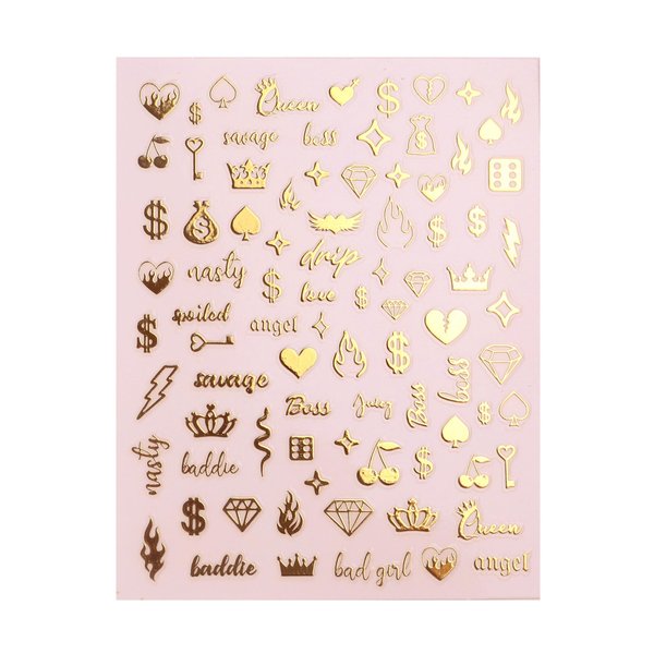 Impressed 5 Sheets Gold Holographic Nail Art Stickers - 500+ Small Customized Nail Decals for Fake Nail Design Decorations – Cute Salon Nails Accessories - Manicure Décor Supplies for Women and Men