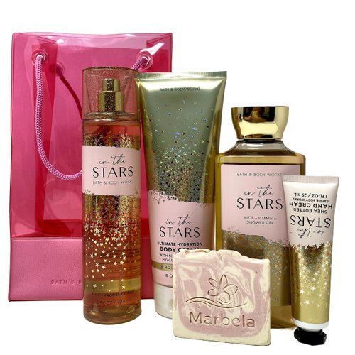 Bath & Body Works In The Stars Gift Bag Set - Mist ,Body Cream, Shower Gel and hand cream with a Himalayan Salts Springs Sample Soap
