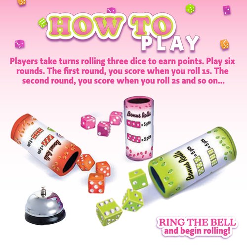 Continuum Games Retro Bunco Game Kit Party Box for Ladies Night 2-12 Players 3 Sets of Bunco Dice, Bell, and Score Pad for Game Night