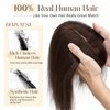 Rich Choices 120% Density Silk Base Top Hairpiece 100% Human Hair Clip In On Hair Topper With Bangs Hand-made Top Hair Piece Middle Part With Thinning Hair #2 Dark Brown 16'' 48g