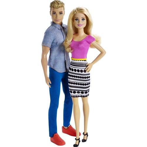 Barbie & Ken Doll Set, 2-Pack of Fashion Dolls Featuring Removable Clothes Including Denim Button Down & Pink Blouse (Amazon Exclusive)
