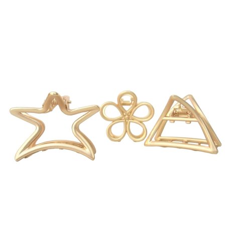 Generic Medium/small gold metal star flower or triangle hair claw clip (Pattern: Star), 1 Count (Pack of 1)