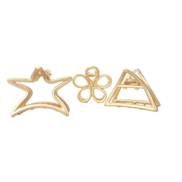 Generic Medium/small gold metal star flower or triangle hair claw clip (Pattern: Star), 1 Count (Pack of 1)