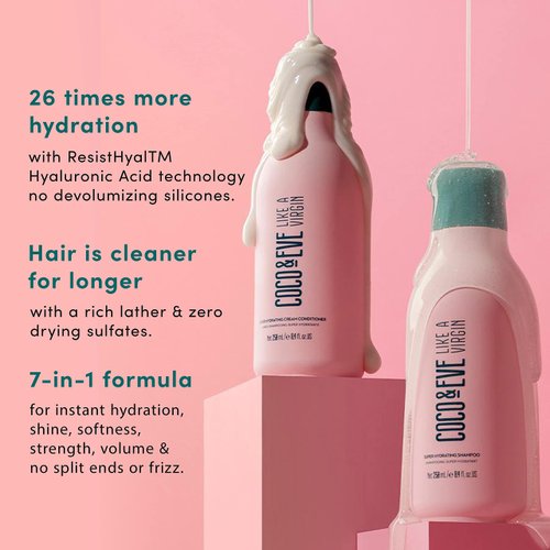 Coco & Eve Like a Virgin Shampoo & Conditioner Bundle Set - Natural, Sulfate free Hair Care with Argan Oil, Coconut and Avocado Oil | For Dry Damaged, Color Treated Hair | Anti Frizz (8.4 fl oz each)