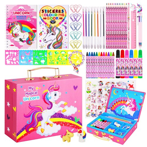 Art Supplies for Kids,66PCS Drawing Kits with Unicorn Storage Case for Girls Age 4-12,Art Case Coloring Sets,Crayon,Colored Pencils,Coloring Book Sketch Book Drawing Stuff,Gift Toys for Girls Age 5-10