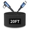toocki 20FT Right Angle USB C Cable, 60W Extra Long USB C Charging Cord Nylon Braided USB C Charger Cable for iPhone 16/15 Pro Max, iPad/MacBook, Galaxy S20, Pixel, Switch, Camera