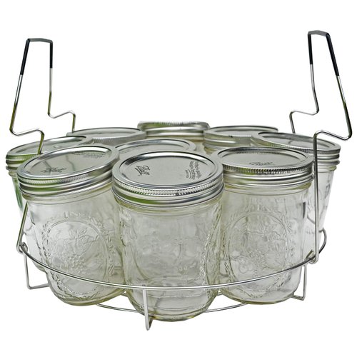 Blimber Stainless Steel Canning Rack, Contoured Comfort Grip Handles Rack, non-rusting rack - Canning becomes easy, fun and safe