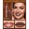 2 in 1 Lip Liner Lipstick,Milky Tea Nude Brown Lip Liner Lip Gloss,Velvet Matte Sharpened Head Lip Tint Stain,Long Lasting Waterproof,High Pigmented Non-sticky Tinted Lip Balm,Lip Makeup for Women-01