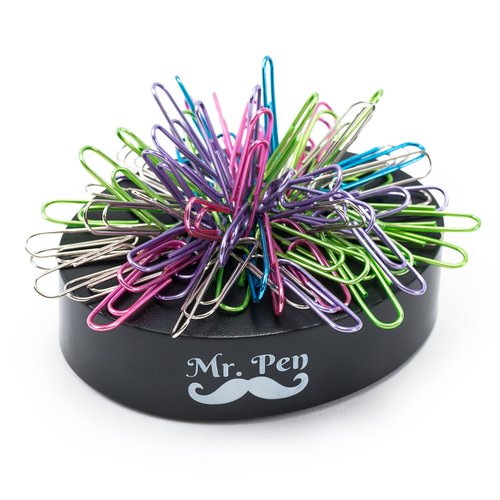 Mr Pen- Magnetic Desk Toy with Colored and Silver Paper Clips (100 Pieces), Desk Toys, Desk Decor, Desk Accessories, Paperweight, Cute Office Supplies, Paper Clips Holder, Paper Clip Dispenser